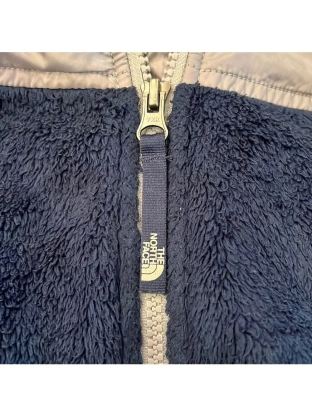 he North Face Jacket OSO Hoodie Girls Size Large 14/16 Dark Blue Grey Accents